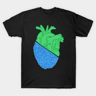 Blue and Green heart and brain T-Shirt